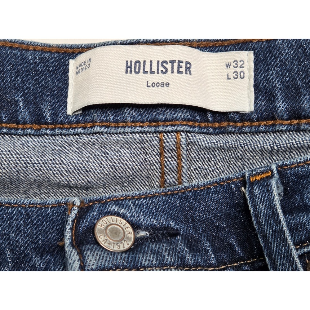 Hollister Mens 32x30 Loose Fit Jeans Medium Wash Baggy Skater Y2K - Picture 2 of 4